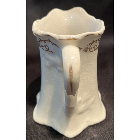 Antique KT & K S-Y China White with Gold Floral 4” Tall Creamer Pitcher Decor - Picture 4 of 11
